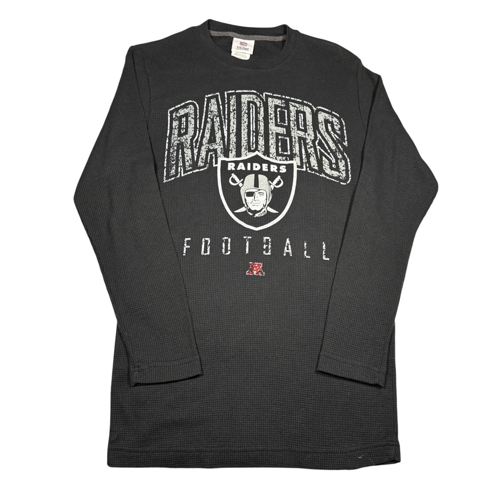 NFL Team Apparel Las Vegas Raiders Waffle Knit Thermal Shirt Mens Medium Gray